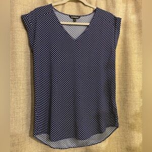 Express Navy Blue and White Polka Dot Blouse- Size Small